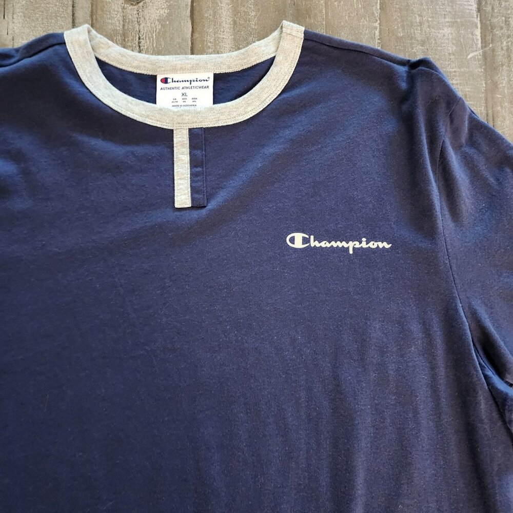 Champion Mens Navy T-Shirt XL Short Sleeve 100% Cotton New With Tag Authentic - Picture 9 of 14